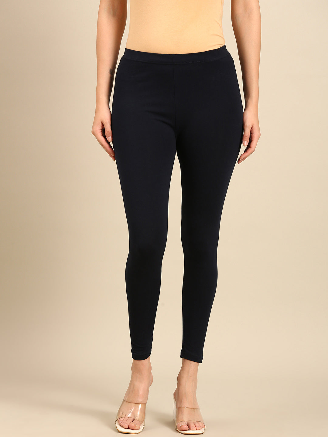 Ankle Length Leggings Cotton-Navy - De Moza