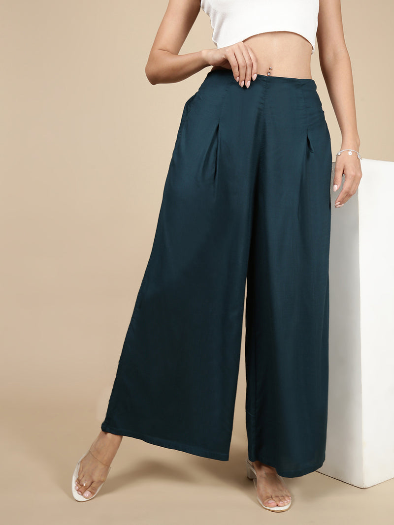 Pleated Palazzo-Teal