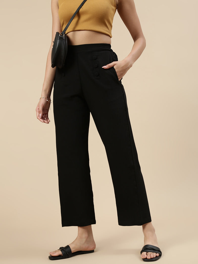 Casual Straight Pant-Black