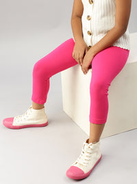 De Moza Girls 3/4th Leggings Fuchsia