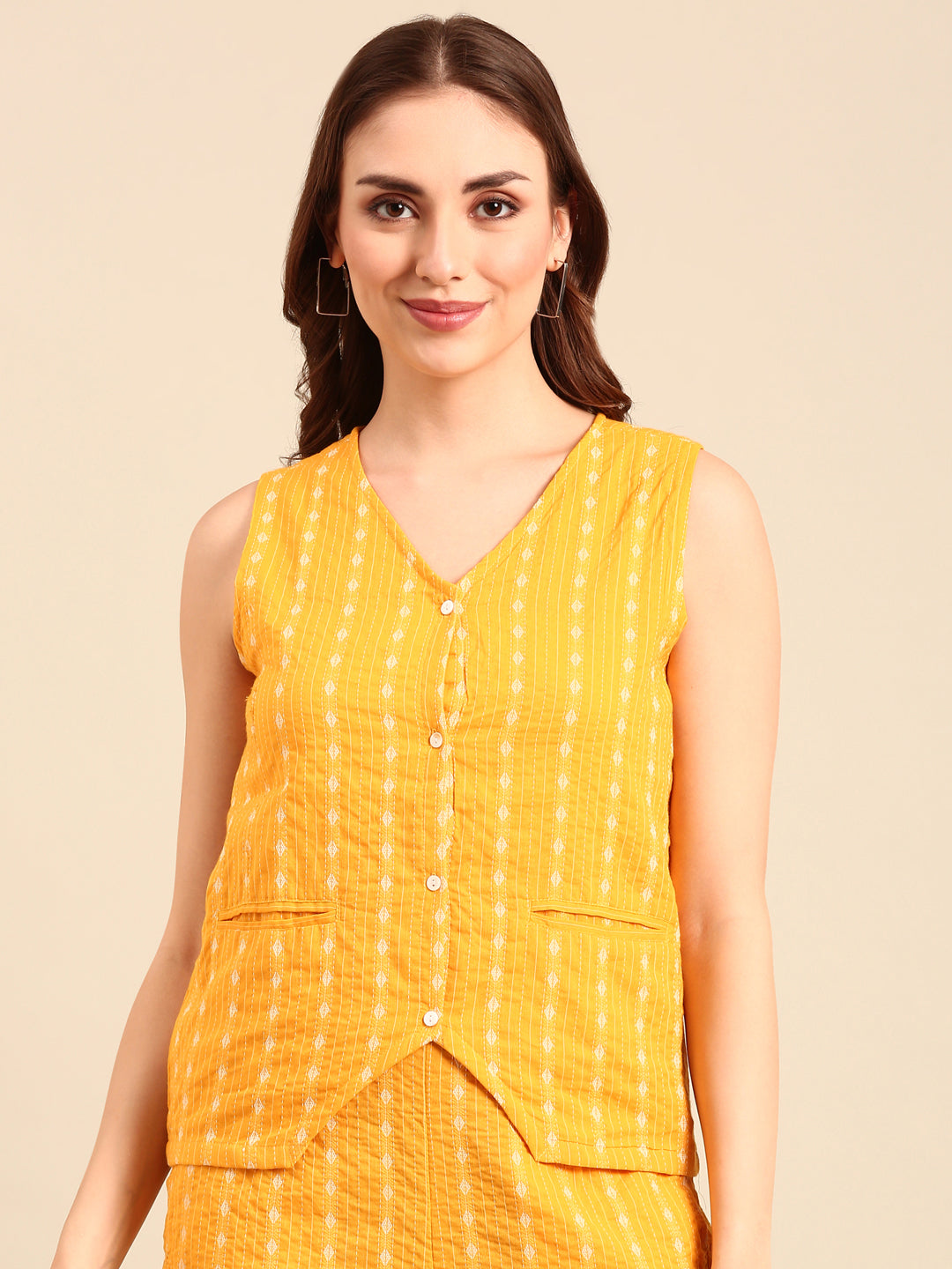 Crop Top Yarn Dyed-Mustard - De Moza