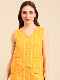 Crop Top Yarn Dyed-Mustard - De Moza
