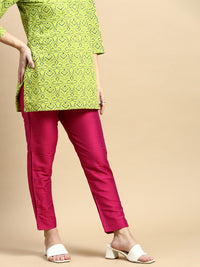Metallic Cigarette Pant-Fuchsia - De Moza