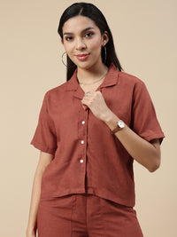 Co-Ord Set(Casual Top & Carpenter Pant)-Rust - De Moza