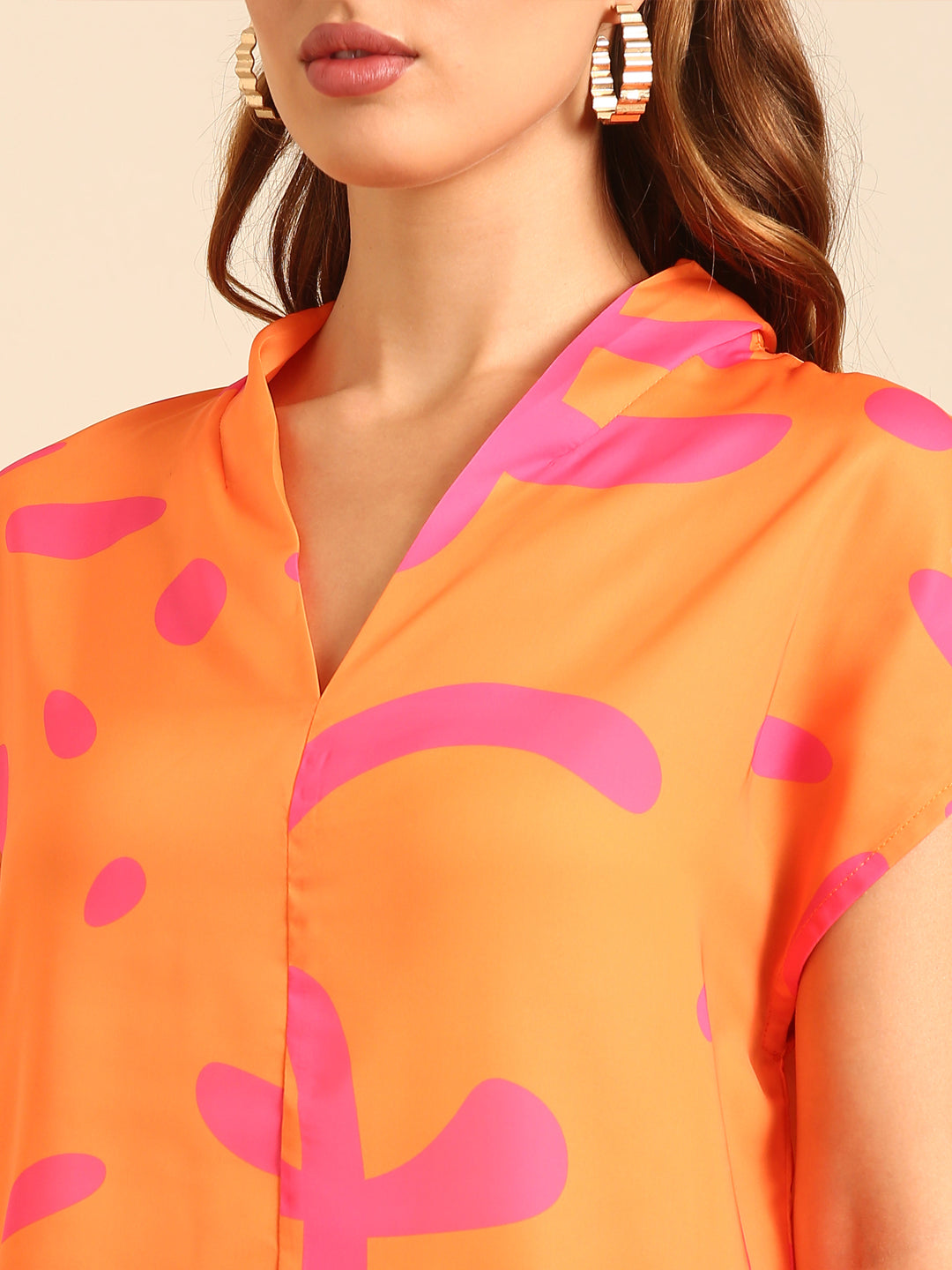 Co-Ord Set (Casual Top & Palazzo)-Orange - De Moza