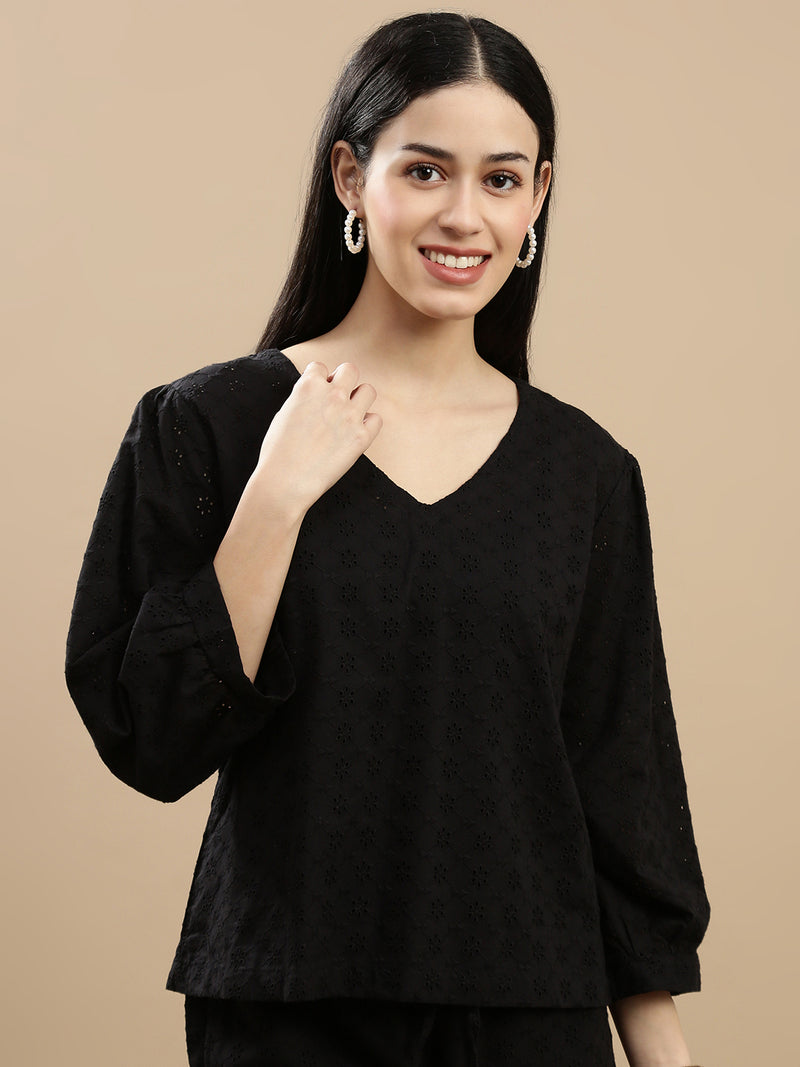 De Moza Women Casual Top Black