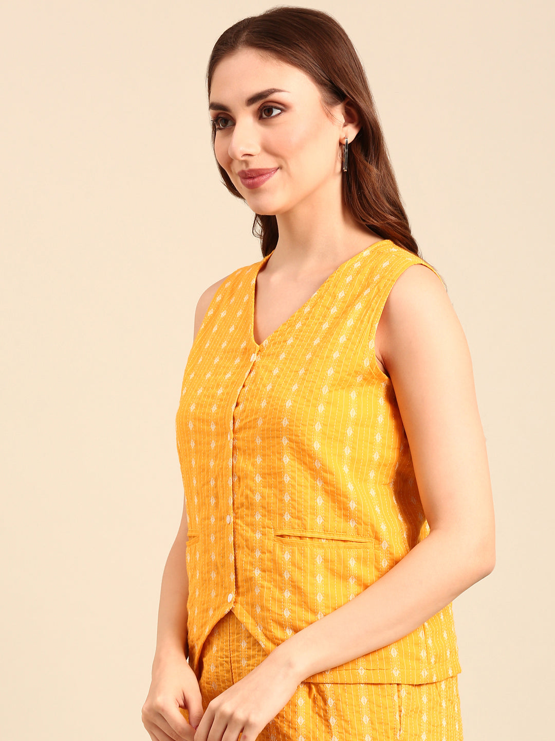 Crop Top Yarn Dyed-Mustard - De Moza