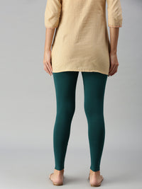 Ankle Length Leggings Cotton-Bottle Green - De Moza