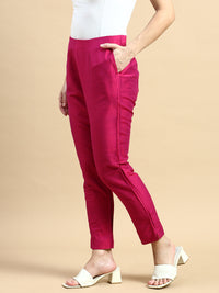 Metallic Cigarette Pant-Fuchsia - De Moza