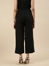 Co-Ord Set(Casual Top & Narrow Palazzo)-Black - De Moza