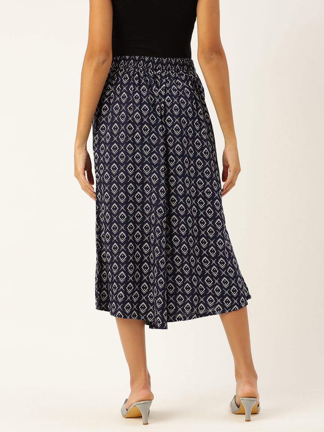 De Moza Ladies Printed Culottes Indigo