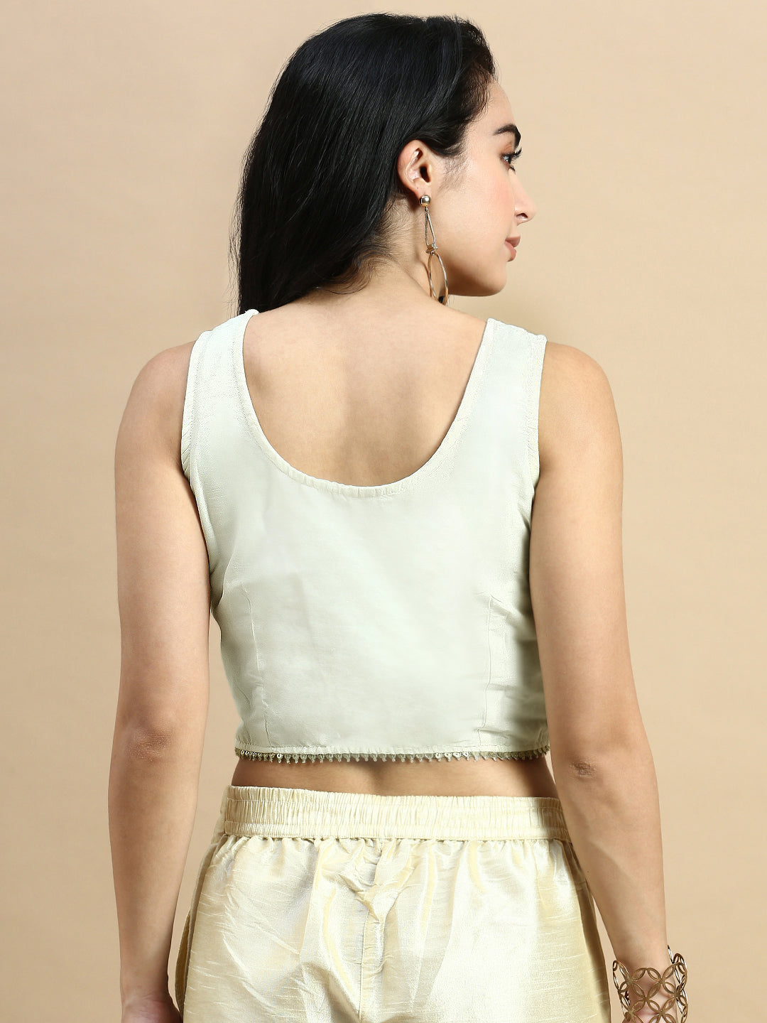 Crop Top Embroidered-Beige - De Moza