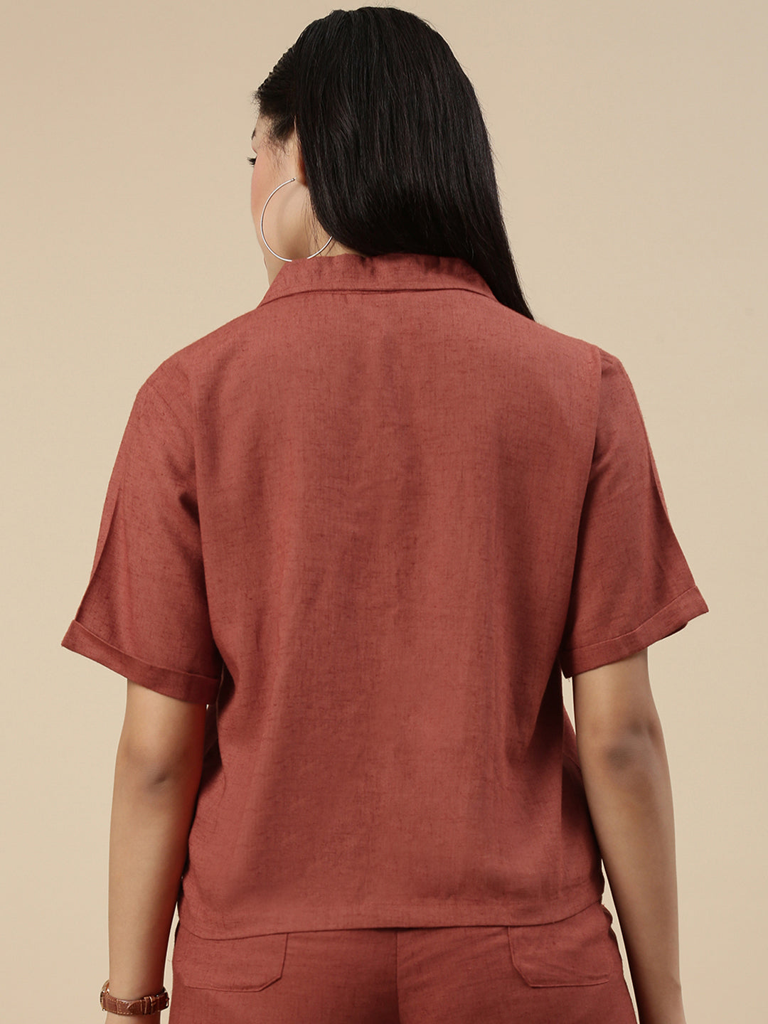 Co-Ord Set(Casual Top & Carpenter Pant)-Rust - De Moza