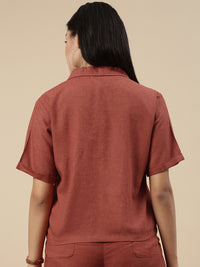 Co-Ord Set(Casual Top & Carpenter Pant)-Rust - De Moza