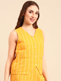 Crop Top Yarn Dyed-Mustard - De Moza
