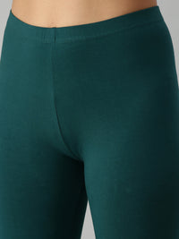 Ankle Length Leggings Cotton-Bottle Green - De Moza