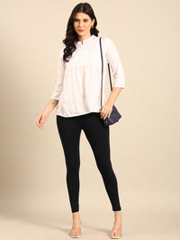 Ankle Length Leggings Cotton-Navy - De Moza