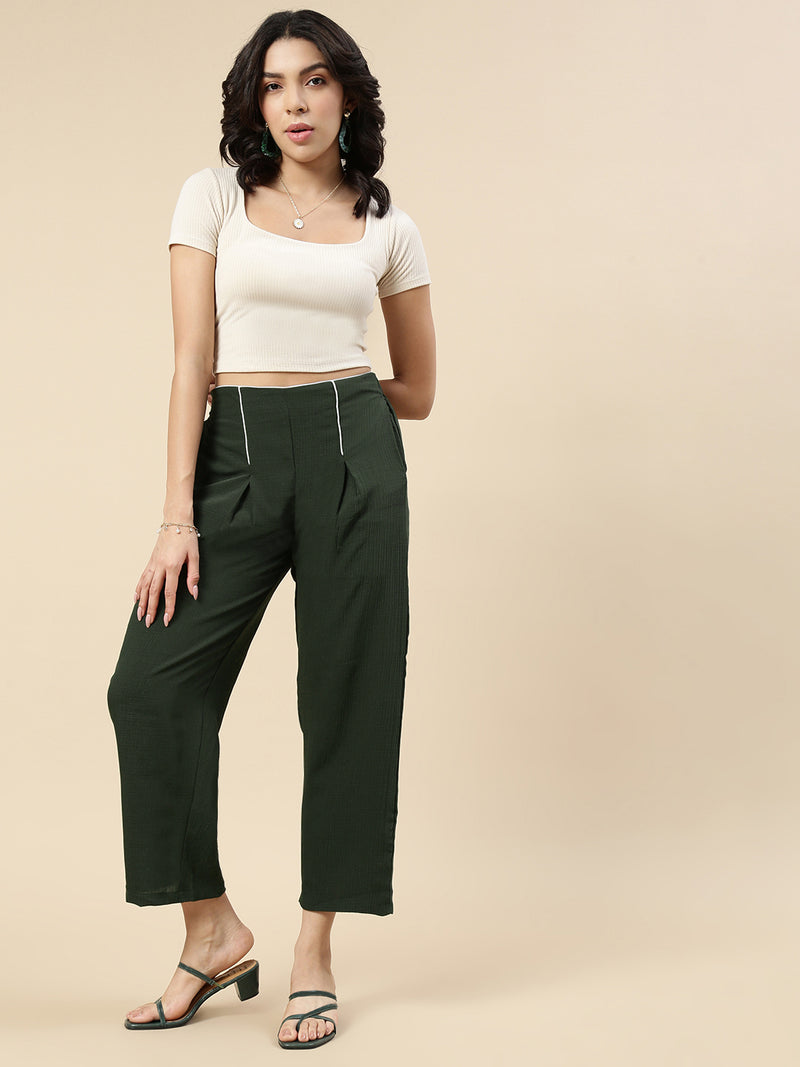 Pleated Pants-Olive