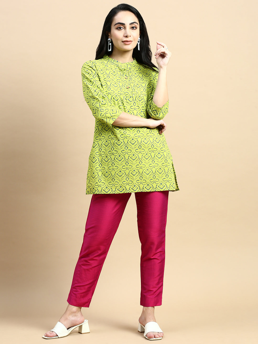 Metallic Cigarette Pant-Fuchsia - De Moza