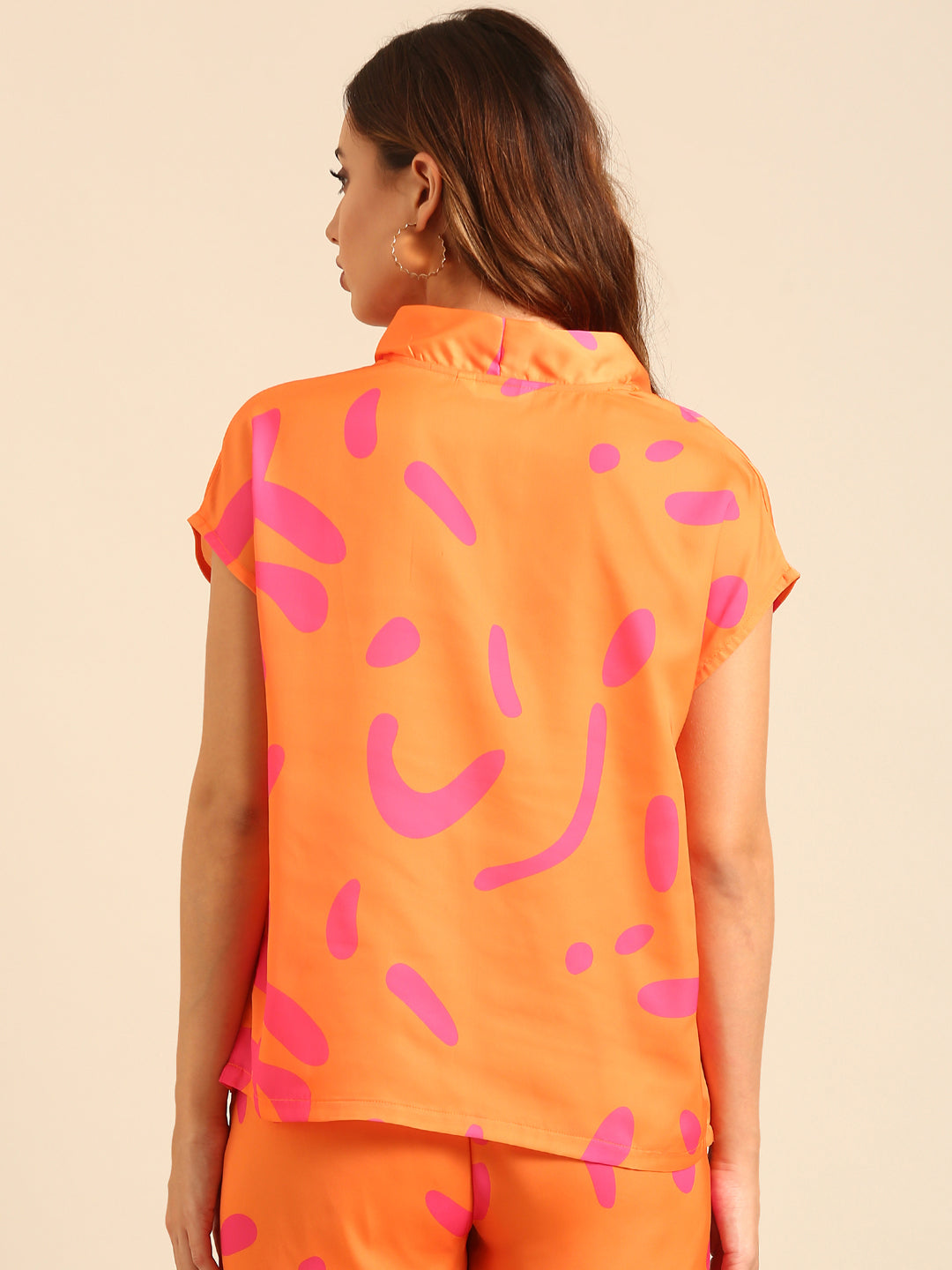 Co-Ord Set (Casual Top & Palazzo)-Orange - De Moza