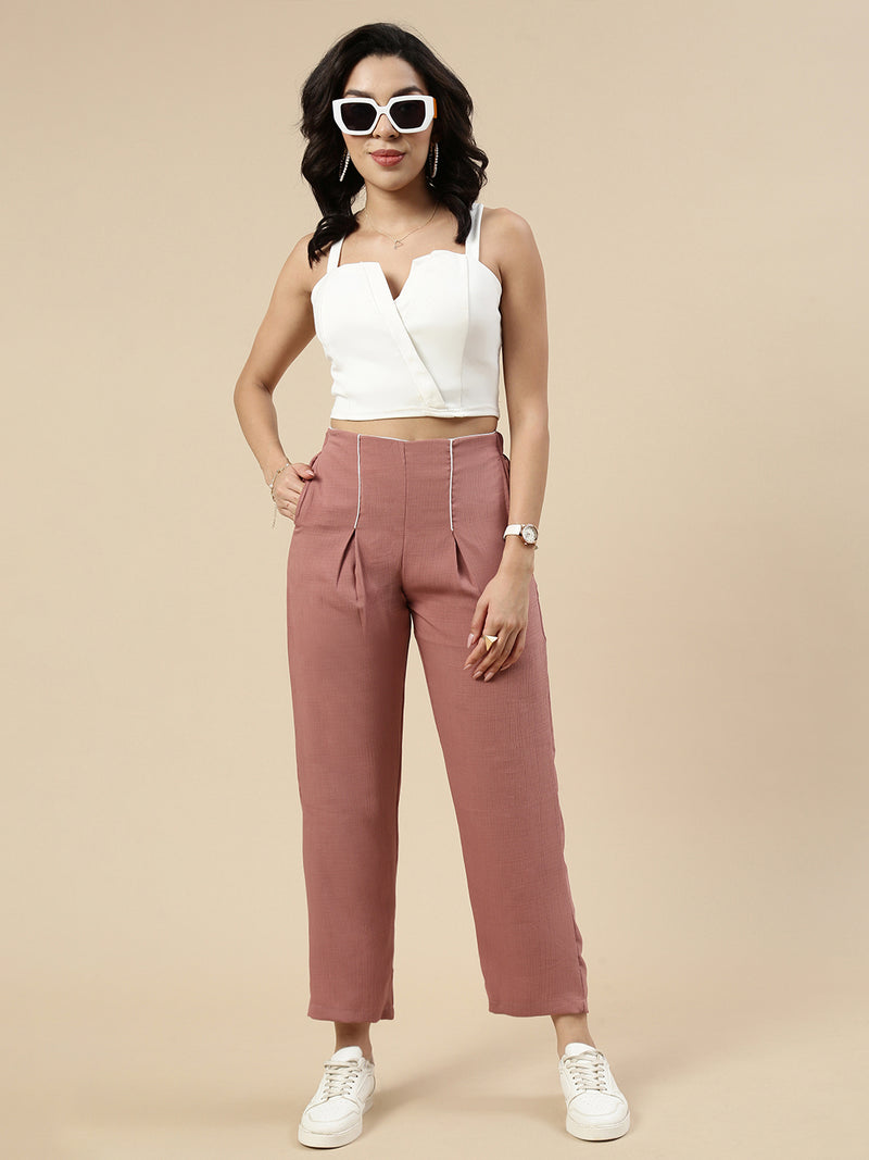 Pleated Pants-Rust