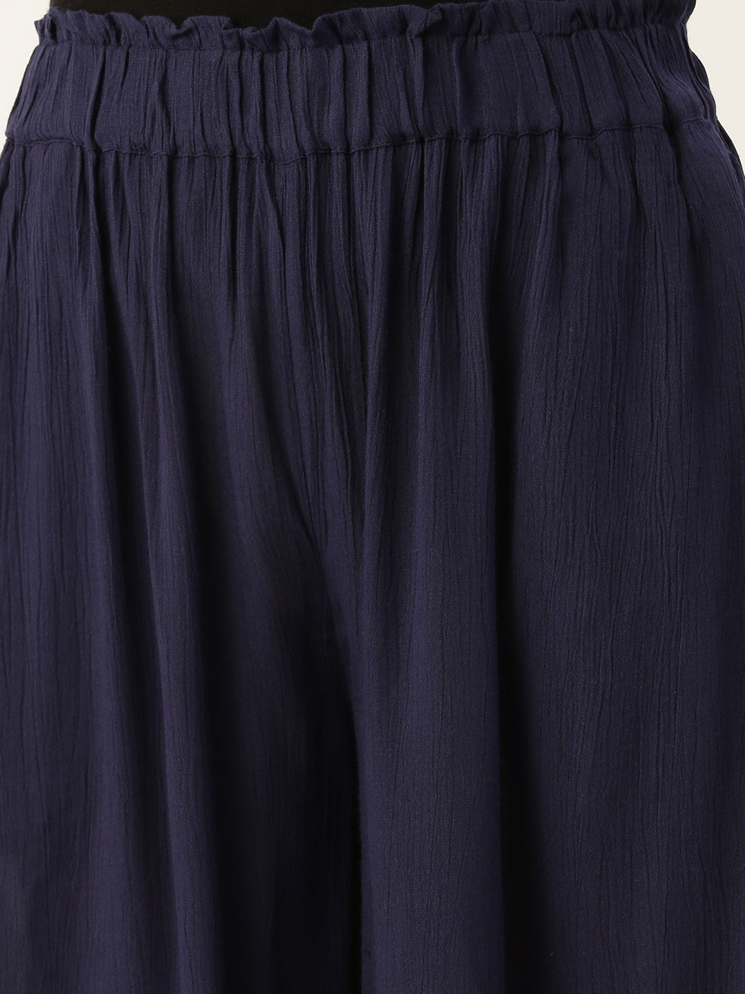 De Moza Women Culottes  Solid Viscose Navy Blue - De Moza