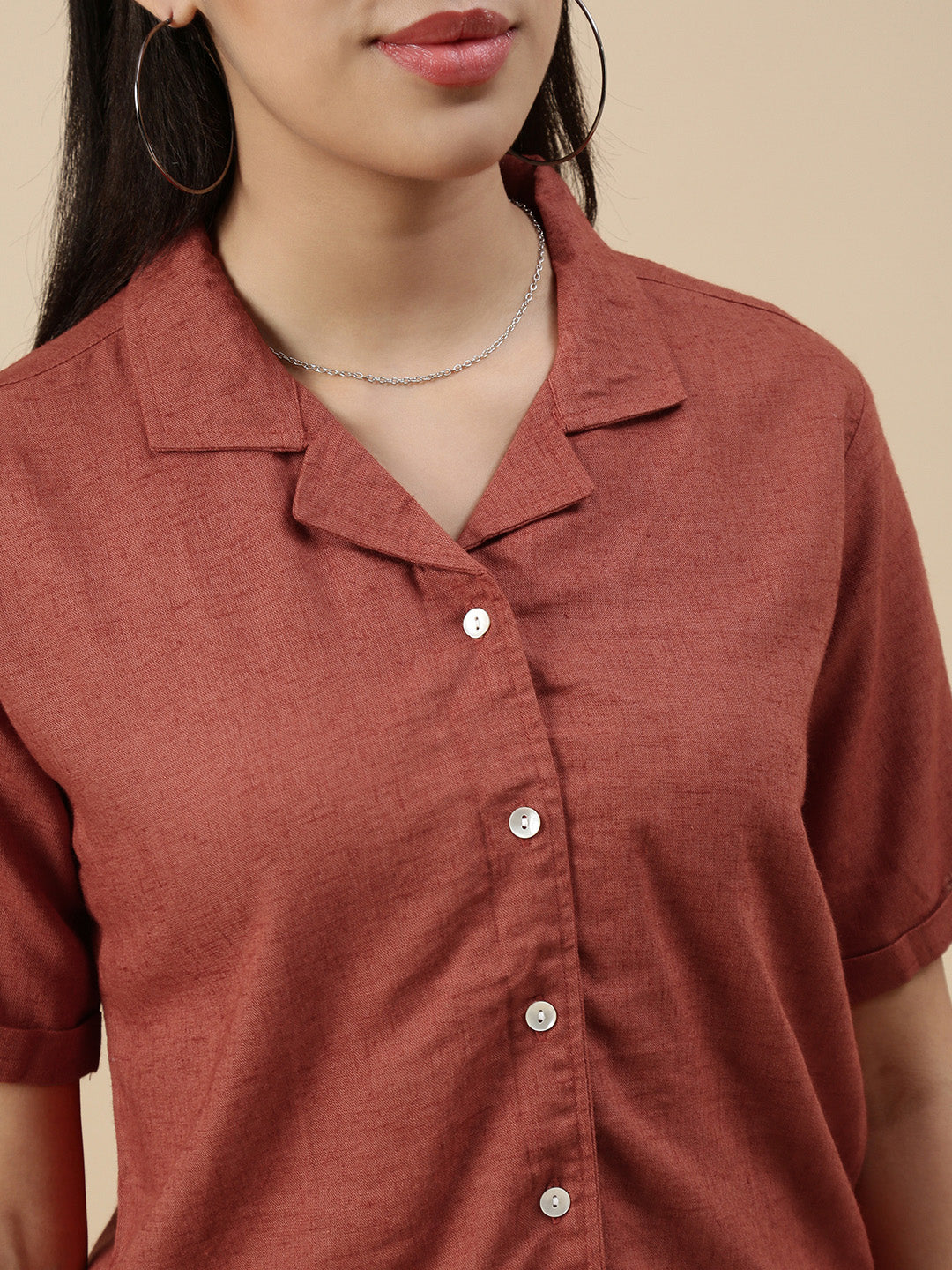 Co-Ord Set(Casual Top & Carpenter Pant)-Rust - De Moza