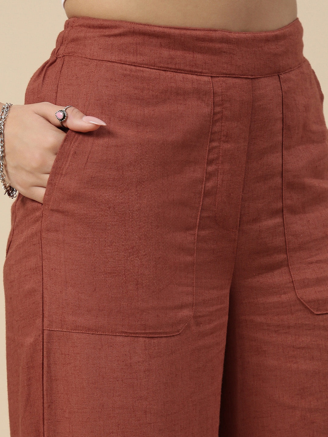 Co-Ord Set(Casual Top & Carpenter Pant)-Rust - De Moza