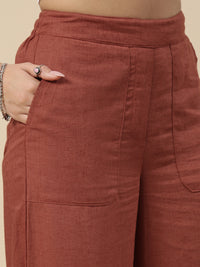 Co-Ord Set(Casual Top & Carpenter Pant)-Rust - De Moza