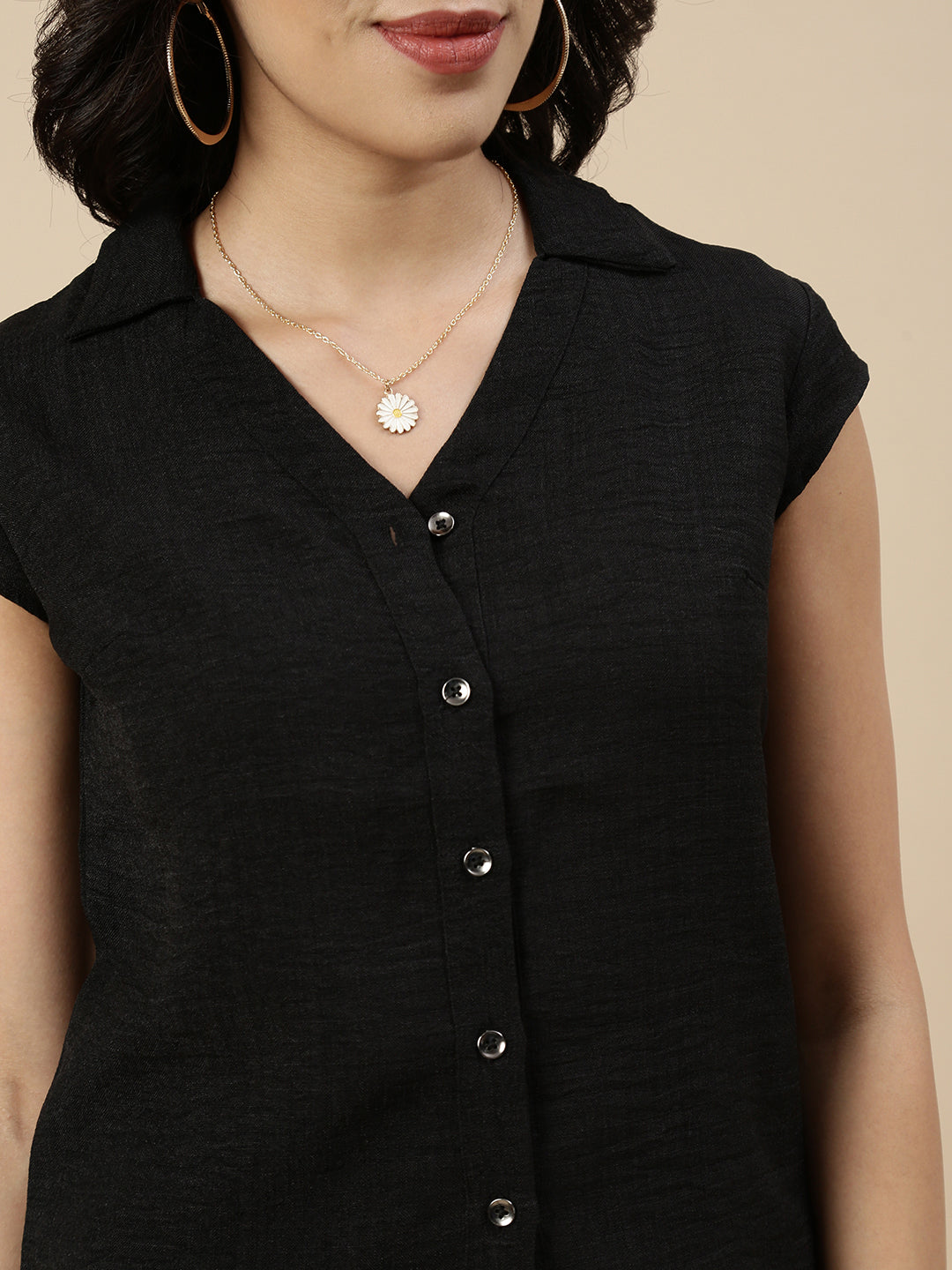 Co-Ord Set(Casual Top & Narrow Palazzo)-Black - De Moza