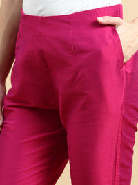 Metallic Cigarette Pant-Fuchsia - De Moza