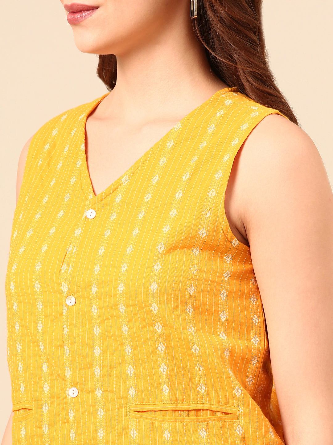 Crop Top Yarn Dyed-Mustard - De Moza