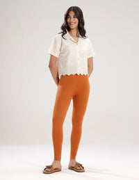 Ankle Length Leggings Cotton-Light Rust - De Moza
