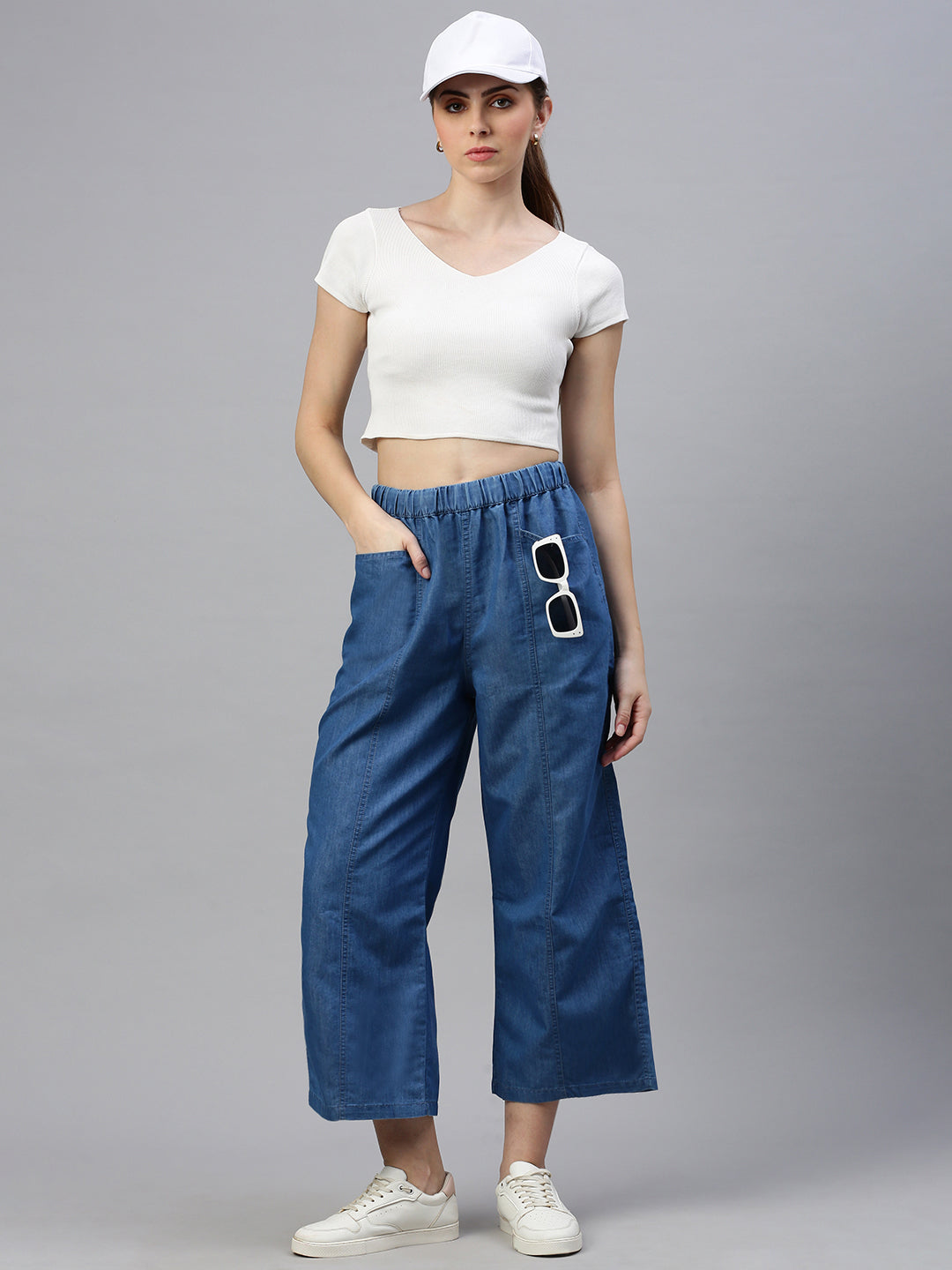 De Moza Women Culottes Mid Blue