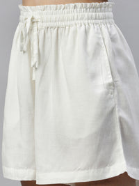 De Moza Womes Shorts Solid Offwhite