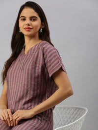 De Moza Women Printed Crop Top Wine