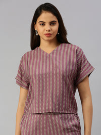 De Moza Women Printed Crop Top Wine