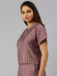 De Moza Women Printed Crop Top Wine