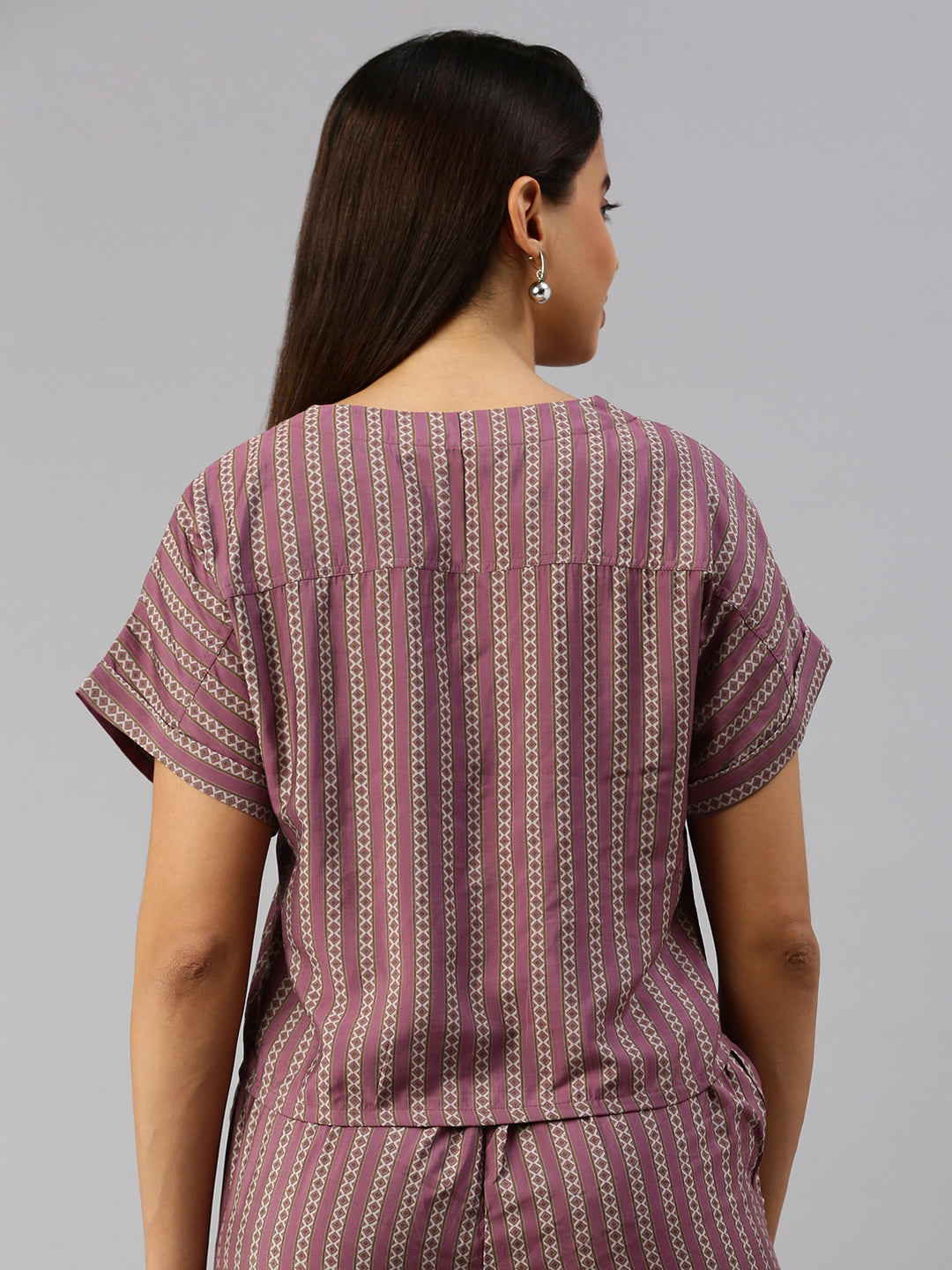 De Moza Women Printed Crop Top Wine