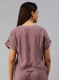 De Moza Women Printed Crop Top Wine