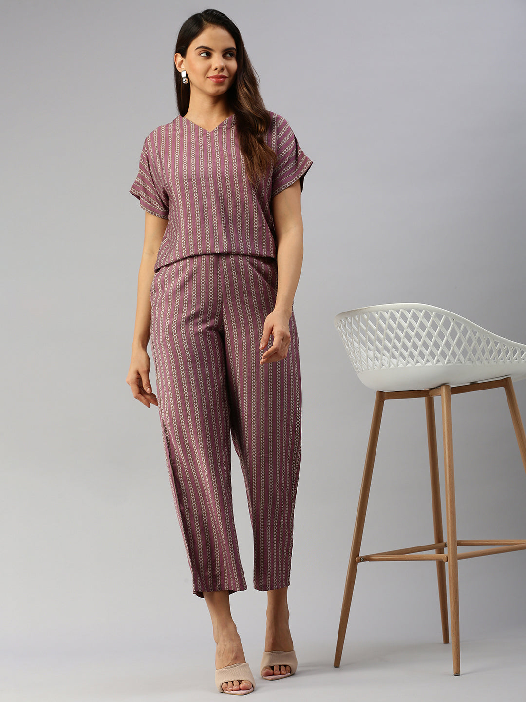 De Moza Women Printed Crop Top Wine