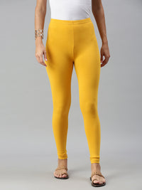 De Moza Ladies Ankle Length Leggings Solid Cotton Mustard