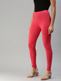 De Moza Women's Ankle Length Leggings Solid Viscose Coral - De Moza