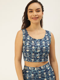 Women’s Printed Crop Top Indigo