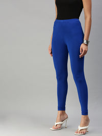 De Moza Women's Ankle Length Leggings Solid Viscose Royal Blue - De Moza