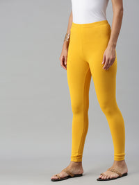 De Moza Ladies Ankle Length Leggings Solid Cotton Mustard