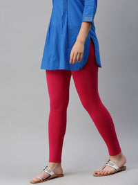 De Moza Ladies Ankle Length Leggings Solid Viscose Fuchsia - De Moza