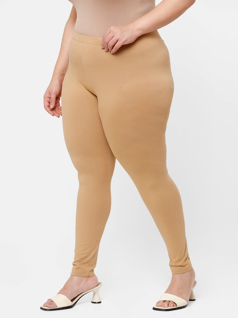 Women Solid Golden Yellow Slim Fit Ankle Length Leggings - Tall