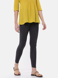 De Moza Ladies Ankle Length Leggings Solid Viscose Dark Grey - De Moza