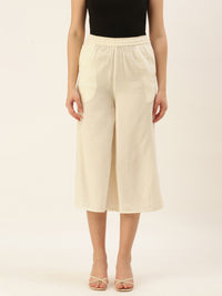 De Moza Ladies Crop Palazzo Offwhite